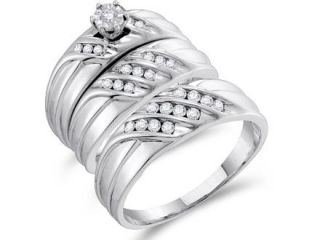 Diamond Engagement Rings & Wedding Bands Set 14k White Gold (0.43 CT)