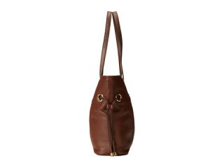 calvin klein key item pebble leather tote whiskey