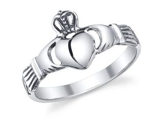 Solid Sterling Silver 925 Claddagh Ring Size 7