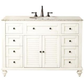 Home Decorators Collection Hamilton 49.5 in. W x 22 in. D Shutter Bath Vanity in White with Granite Vanity Top in Grey with White Basin 1235200410