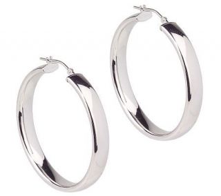 1 1/2 Round Wedding Band Hoop Earrings 18K White Gold —