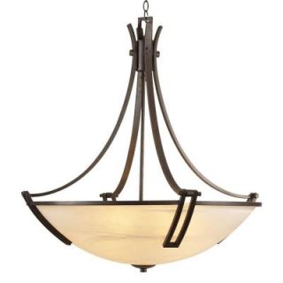 PLC Lighting 5 Light Oil Rubbed Bronze Chandelier with Marbleized Glass Shade CLI HD14866ORB