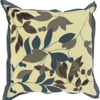 Khloe Cream Floral Leaves 18x18 inch Decorative Down Pillow