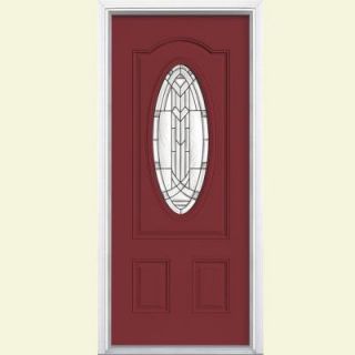 Masonite 36 in. x 80 in. Chatham 3/4 Oval Lite Painted Steel Prehung Front Door with Brickmold 25243