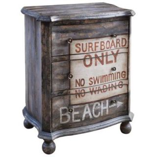 Pulaski Furniture 3 Drawer Hand Painted Surf Beach Chest in Driftwood DS 549202