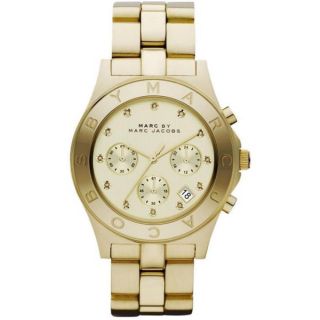 Marc Jacobs Womens MBM3101 Blade Glitz Chronograph Goldtone Watch