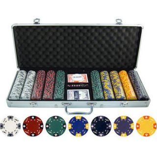 JP Commerce 500 Piece Ace King Tricolor Clay Poker Chip Set