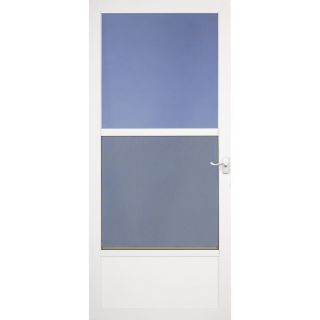 LARSON Southport White Mid View Tempered Glass Aluminum Standard Half Screen Storm Door (Common: 34 in x 80 in; Actual: 33.75 in x 79.75 in)