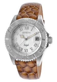 Women's Angel Brown Genuine Leather Mother of Pearl Dial