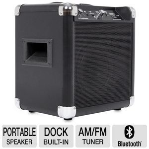 ION Tailgater BT Portable Speaker   Built in Dock for iPad, Bluetooth, Built in Battery (Rechargable), AM/FM Tuner, Input for Microphone, 3.5mm Jack, Black