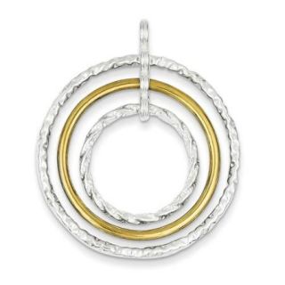 Sterling Silver Fits up to 2.00mm Gold Plated Triple Circle Pendant
