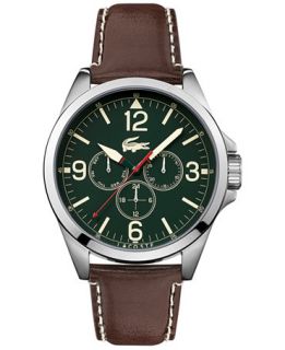 Lacoste Mens Montreal Brown Leather Strap Watch 44mm 2010806