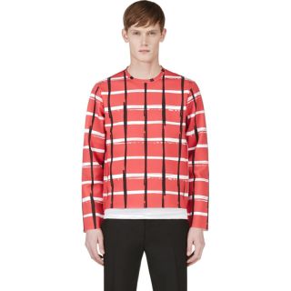 Kenzo Red Neoprene Check Sweater