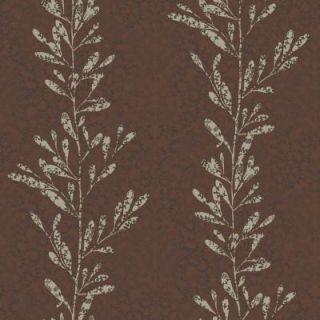 The Wallpaper Company 8 in. x 10 in. Brown and Grey Modern Leaf Stripe with a Textural Lace Overprint Wallpaper Sample WC1282370S