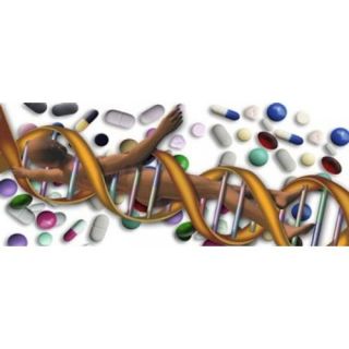 DNA surrounded by pills Poster Print by Panoramic Images (27 x 9)
