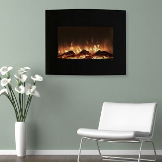 Northwest 25 inch Mini Curved Black Fireplace with Wall and Floor