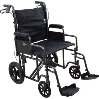 Roscoe Medical Transport Chair with 12 inch Rear Wheels and Silver