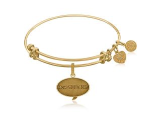 Expandable Bangle in Yellow Tone Brass with How You Doin Symbol