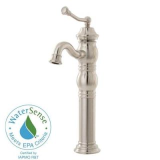 Traditional Single Hole 1 HandleMid Arc Bathroom Vessel Faucet in Brushed Nickel 67110 7004