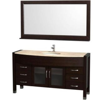 Wyndham Collection Daytona 60 in. Vanity in Espresso with Marble Vanity Top in Ivory and Porcelain Undermounted Sink WCV210960ESIV