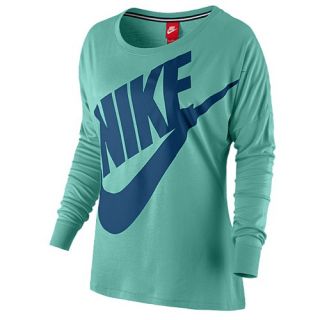 Nike Signal Loose L/S T shirt   Womens   Casual   Clothing   Dark Grey Heather/Black