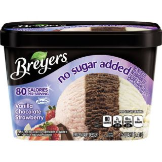 Breyers No Sugar Added Vanilla Chocolate Strawberry Frozen Dairy Dessert, 48 oz