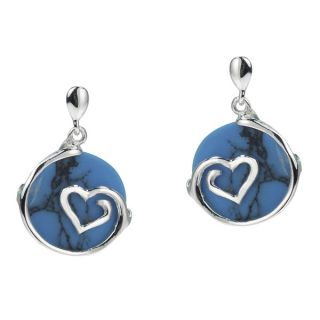 Spiral Love Stone Inlay Heart .925 Silver Earrings (Thailand