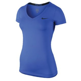 Nike Pro Shortsleeve V Neck T Shirt   Womens   Training   Clothing   Game Royal/Black