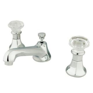 Kingston Brass Crystal 8 in. Widespread 2 Handle Mid Arc Bathroom Faucet in Polished Chrome HKS4461WCL