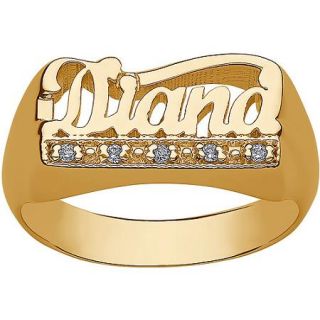 Personalized Women's Diamond Accent Gold over Sterling Silver Name Ring