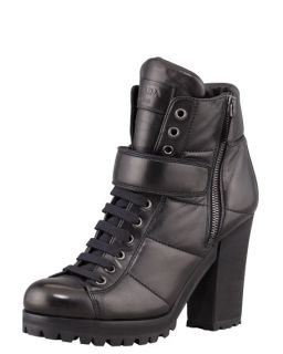 Prada Lace Up Ankle Boot, Black