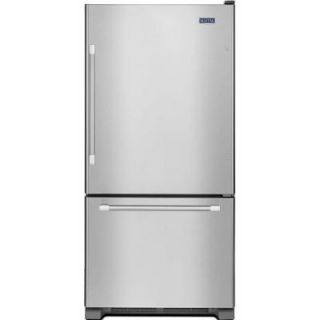 Maytag 33 in. W 22.1 cu. ft. Bottom Freezer Refrigerator in Monochromatic Stainless Steel MBF2258DEM