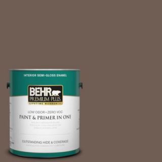 BEHR Premium Plus 1 gal. #N210 6 Swiss Brown Semi Gloss Enamel Interior Paint 330001