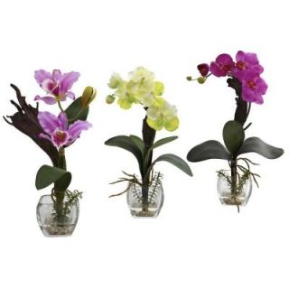 Nearly Natural Mixed Orchid with Cube Arrangements in Lavender/Creamy Yellow/Purple (Set of 3) 1339 A1 S3