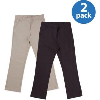 George Girls' School Uniforms, Flat Front Pant Sizes 4 16, 2 Pack Value Bundle