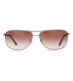 RAY BAN   Gunmetal rectangular sunglasses with pink gradient lenses RB3506 64