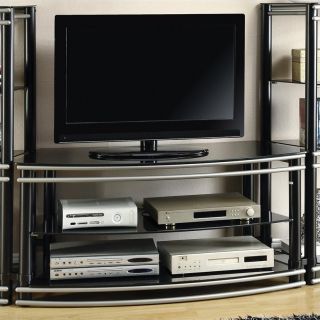 Coaster Curved TV Stand in Black and Silver   700722