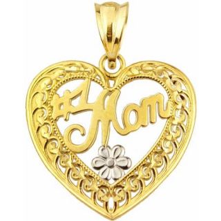 Handcrafted 10kt Gold #1 MOM Charm Pendant
