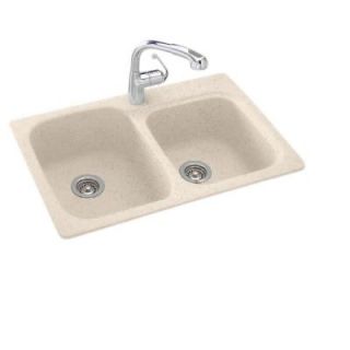 Swan Dual Mount Composite 33x22x9 in. 1 Hole Double Bowl Kitchen Sink in Tahiti Sand KS03322DB.051