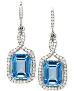 Blue Topaz (5 3/4 ct. t.w.) and Diamond (1/3 ct. t.w.) Earrings in 14k