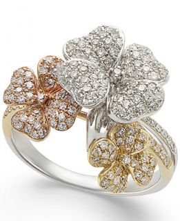 EFFY Diamond Tri Tone Flower Ring in 14k Gold (5/8 ct. t.w.)   Rings