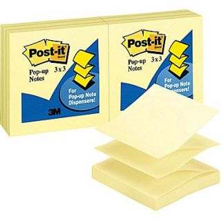 Post it Pop up Notes, 3 x 3, Canary Yellow, 12 Pads/Pack (R330 YW)