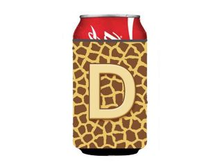 Letter D Initial Monogram   Giraffe Can or Bottle Beverage Insulator Hugger