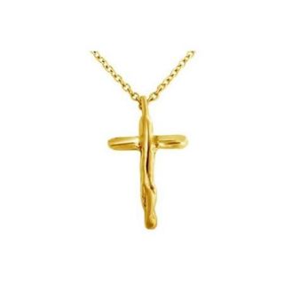 Belcho 14k Gold Overlay Textured Holy Cross Charm Pendant Necklace