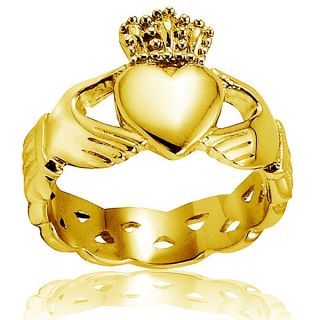 Crucible Goldplated Stainless Steel 6mm Celtic Eternity Claddagh Ring