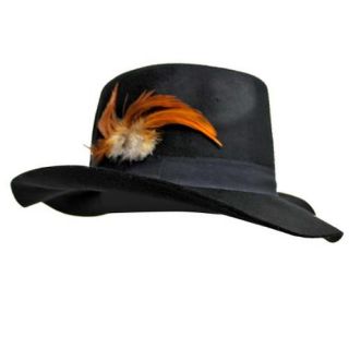 Luxury Divas Black Wool Felt Floppy Outback Style Hat With Feather Band