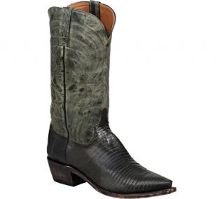 Mens Lucchese Since 1883 Percy Squared Off Toe Cowboy Heel Boot   Dark Grey Lizard