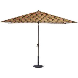 Home Decorators Collection 6.5 ft. x 10 ft. Auto Tilt Patio Umbrella in Springdale Chocolate Polyester with Black Frame 1549130840