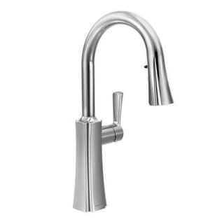 MOEN Etch Single Handle Pull Down Sprayer Kitchen Faucet with Reflex in Chrome S72608