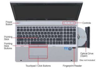 HP EliteBook 8560p XU063UT Laptop Computer   Intel Core i7 2620M 2.70GHz, 4GB DDR3, 500GB HDD, DVDRW, AMD Radeon HD 6470M, 15.6 Display, Windows 7 Professional 64 bit